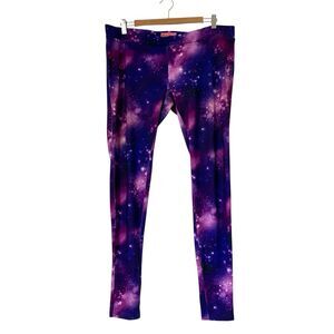 Tipsy Elves Leggings Women XXL Purple Galaxy Stars Outer Space Rave Festival
